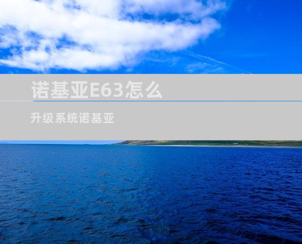 诺基亚E63怎么升级系统诺基亚
